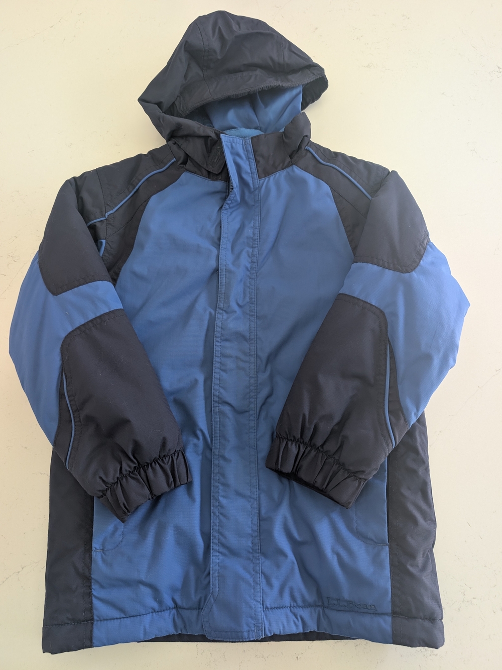 LL BEAN Thinsulate Blue and Black Hooded Puffer Jacket for Kids